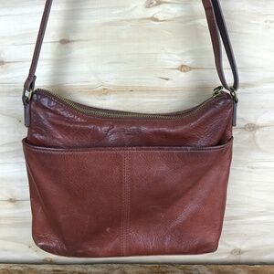 Margot New York Soft Brown Crossbody Leather Purse Zip Pockets